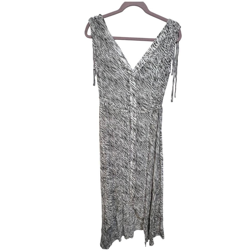 AllSaints Kamila Zed Dress Black White Tiger Stripe Animal Print Midi XS WD427Q‎